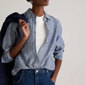 New Quince linen Chambray button up blouse top Women’s Sz XL